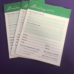 Drawing Entry form Essential oils Doterra tear pad